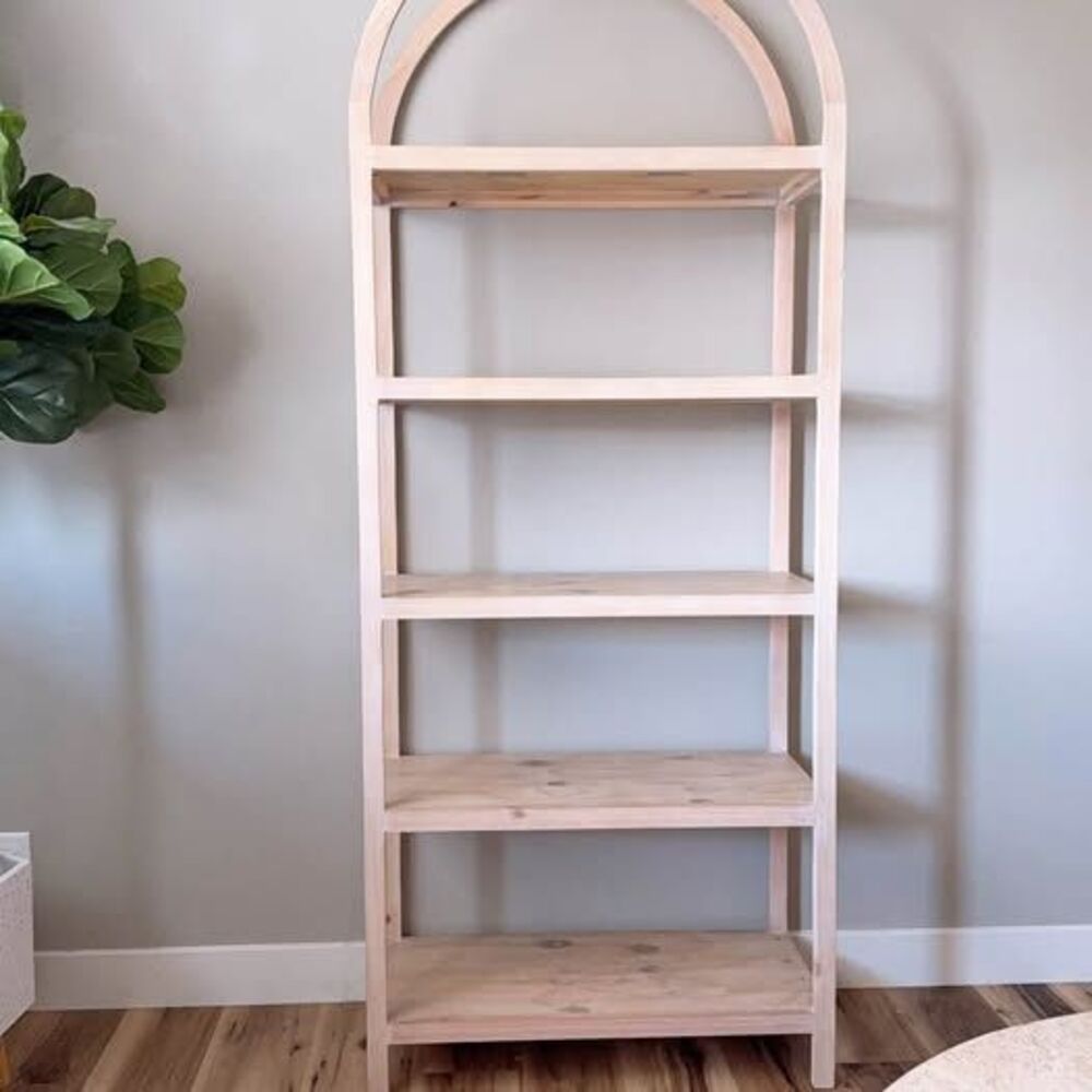 Solid Wood Arched Bookshelf - Natural Pine